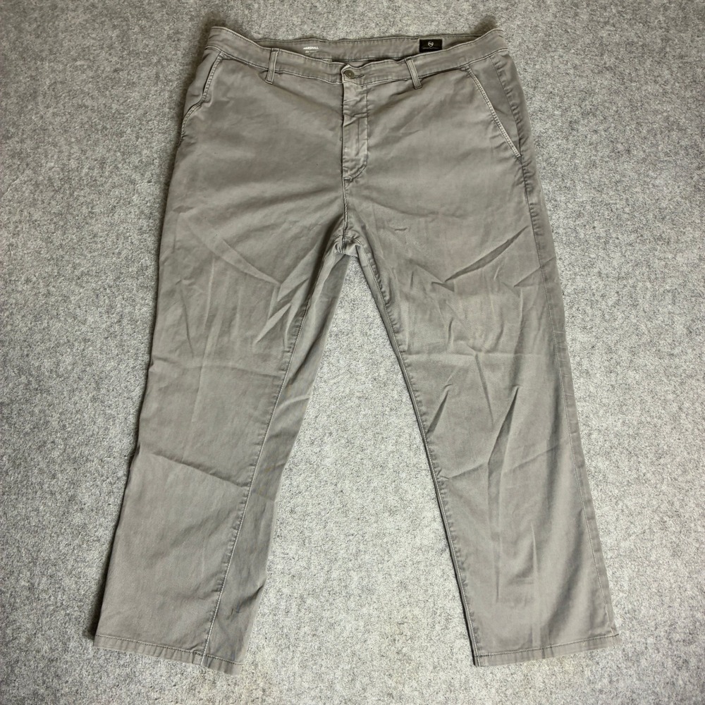 AG Adriano Goldschmied Men's 40x26 Marshall Slim Straight Chino Pants Grey Brown
